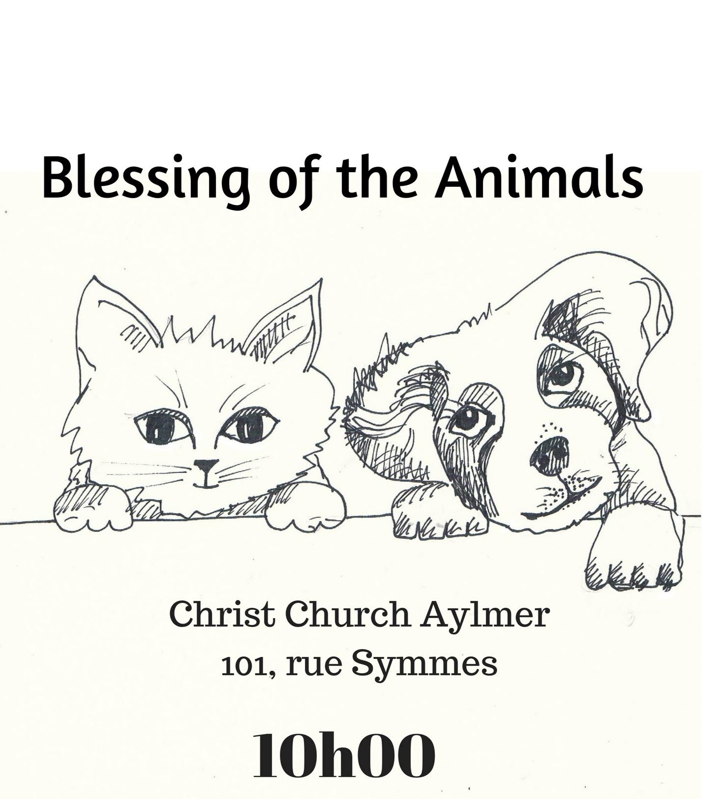 Blessing of the Animals poster featuring a cat and dog