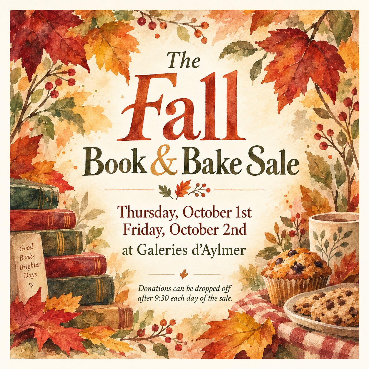 Fall Book and Bake Sale poster